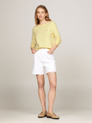 yellow boat neck flag embroidery jumper for women tommy hilfiger