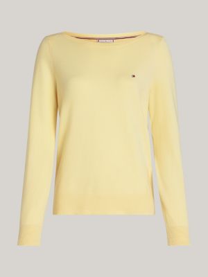 yellow boat neck flag embroidery jumper for women tommy hilfiger