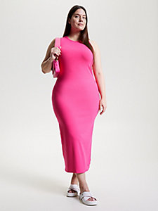 pink curve sleeveless fit and flare dress for women tommy hilfiger