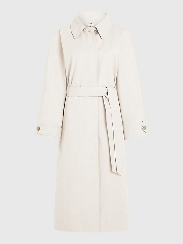 beige curve relaxed waterproof trench coat for women tommy hilfiger