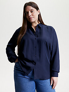blue curve global stripe twill shirt for women tommy hilfiger