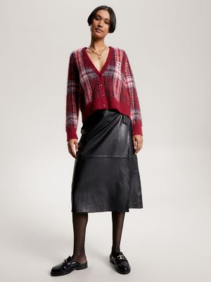 Tartan Check V-Neck Cardigan | Red | Tommy Hilfiger