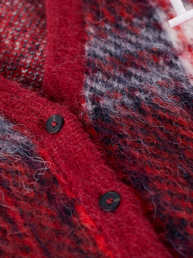 red tartan check v-neck cardigan for women tommy hilfiger
