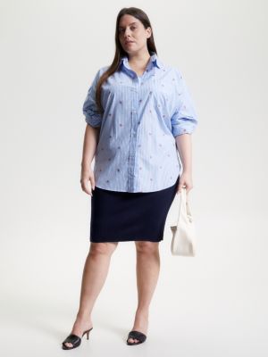 blue curve oversized fit bluse mit monogramm für damen - tommy hilfiger