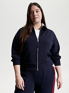 blue curve global stripe zip-thru jacket for women tommy hilfiger