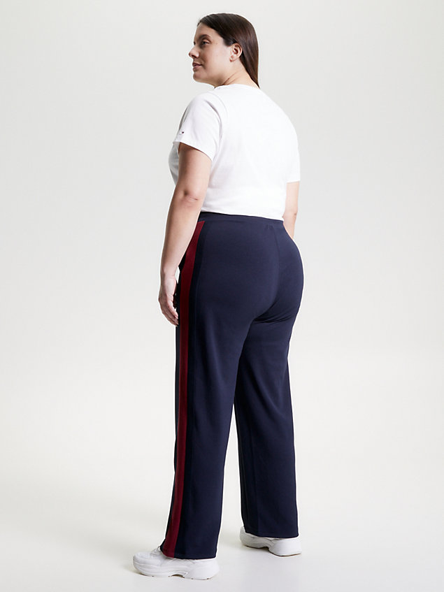 blue curve global stripe straight fit trousers for women tommy hilfiger