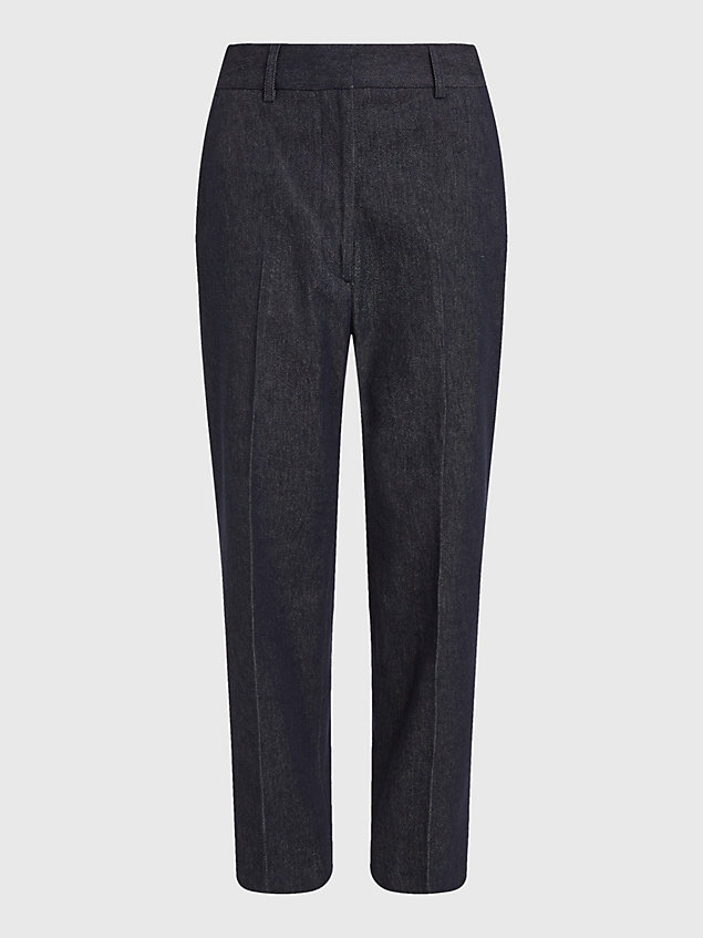 blue curve relaxed fit tapered twill trousers for women tommy hilfiger