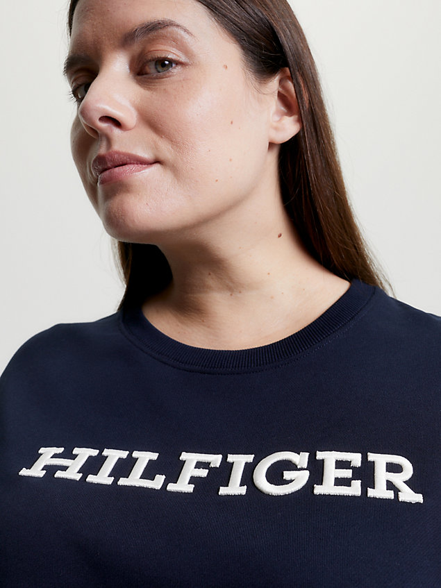 blue curve hilfiger monotype embroidery sweatshirt for women tommy hilfiger
