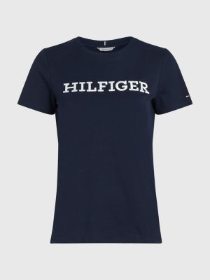 ricamato Hilfiger Curve con T-shirt Blu logo | | Tommy