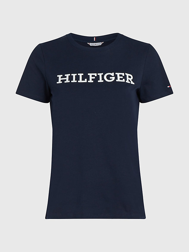 blue curve logo embroidery t-shirt for women tommy hilfiger
