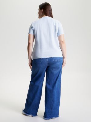 blue curve signature frosted logo t-shirt for women tommy hilfiger