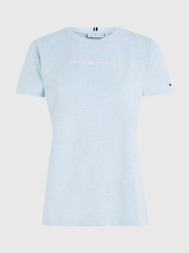 blue curve signature frosted logo t-shirt for women tommy hilfiger