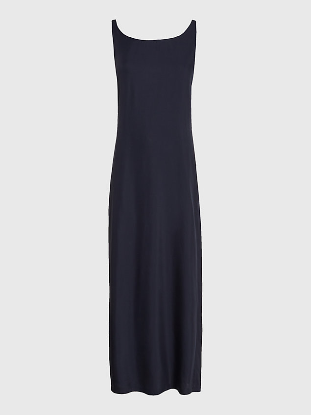 blue curve mouwloze maxi-jurk met signature-streep voor dames - tommy hilfiger
