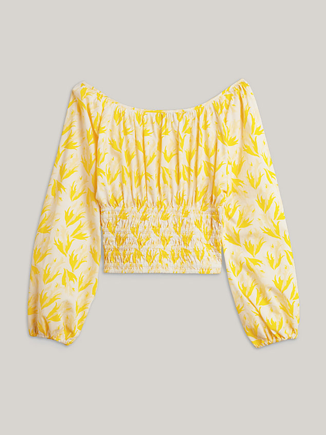 yellow tommy hilfiger x vacation crop top mit tiefem rundhalsausschnitt für damen - tommy hilfiger