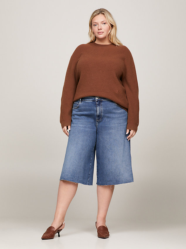 denim curve jeans-bermudashorts mit hohem bund für damen - tommy hilfiger