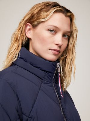 Diamond Quilted Baffle Puffer Jacket, Blue