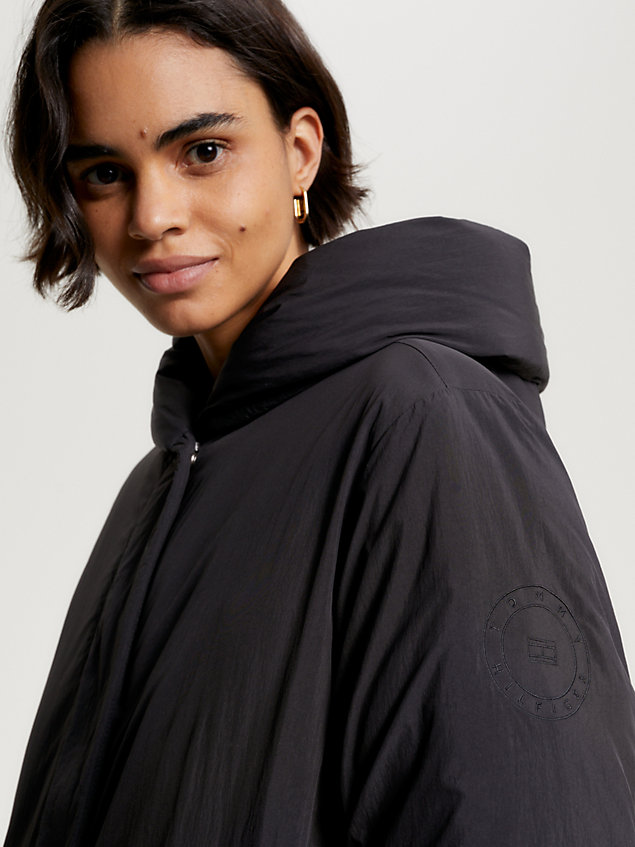 black gewatteerde jas met sjaalkraag voor dames - tommy hilfiger