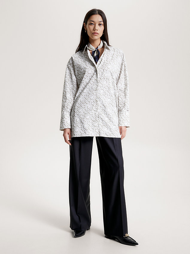 white th monogram oversized fit shirt for women tommy hilfiger