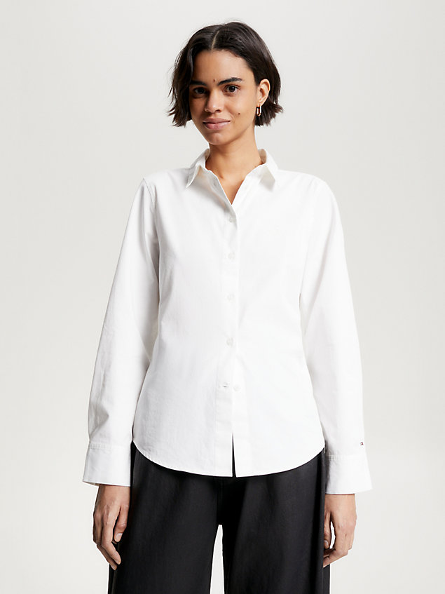 camisa de corte regular con monograma th white de mujer tommy hilfiger