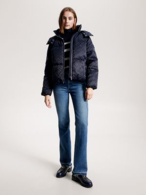 TH Warm New York Monogram Puffer Jacket, BLUE