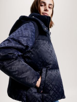 New York TH Monogram Recycled Nylon Puffer Jacket | Blue | Tommy