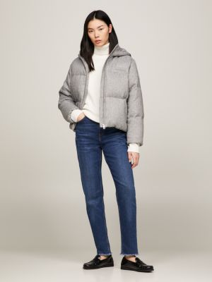 Grey puffer jacket on sale women's