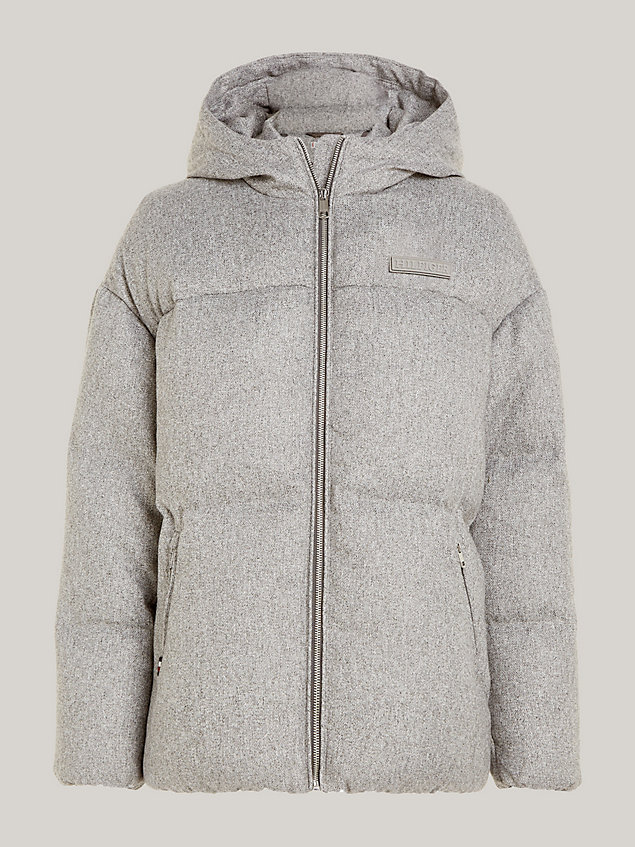 grey brushed new york puffer jacket for women tommy hilfiger