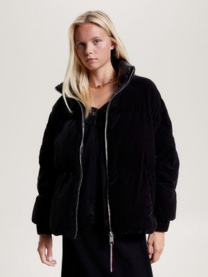 Black store velvet puffer