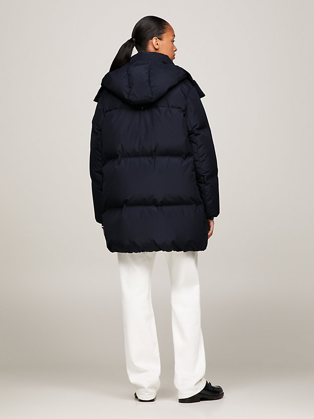blauw new york gerecycled gore-tex pufferjack voor dames - tommy hilfiger