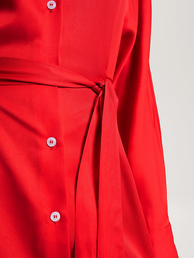 red mini-hemdkleid mit gürtel für damen - tommy hilfiger