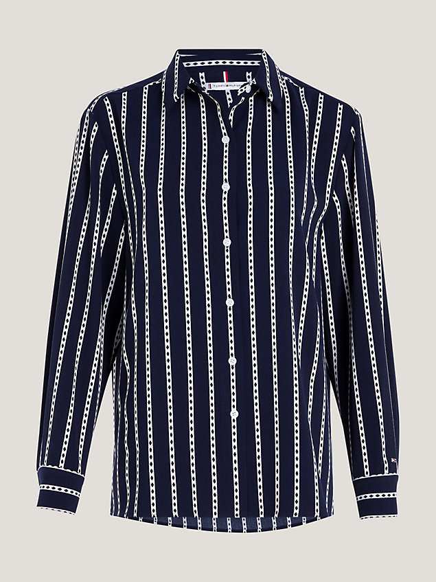 blue argyle stripe relaxed fit shirt for women tommy hilfiger