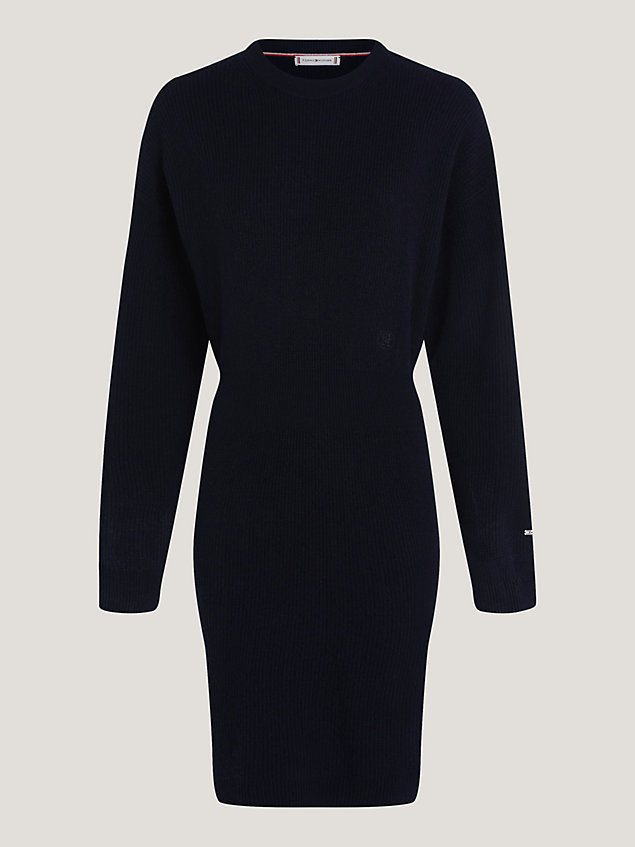 black th monogram cashmere wool sweater dress for women tommy hilfiger