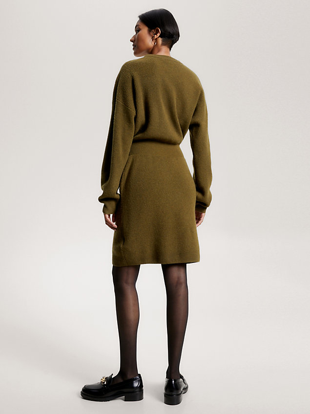 green th monogram cashmere wool sweater dress for women tommy hilfiger