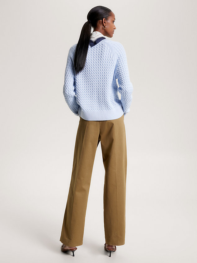 blue mini cable knit raglan sleeve cardigan for women tommy hilfiger