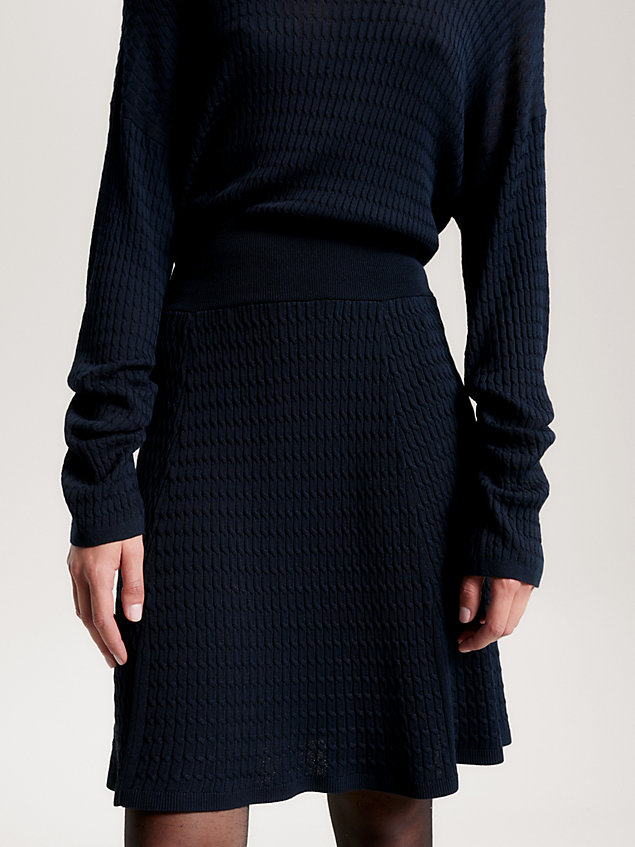 blue microkabelgebreide relaxed sweaterjurk voor dames - tommy hilfiger