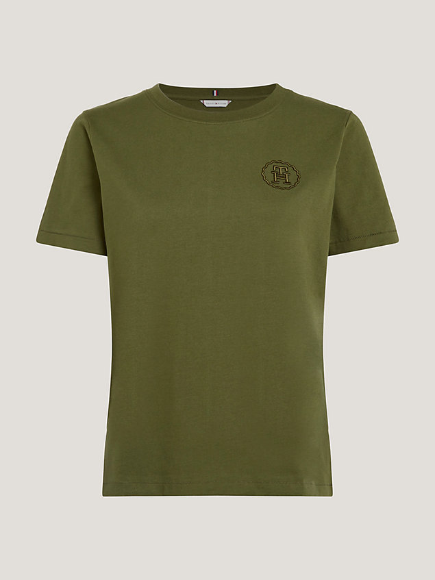 green modern t-shirt mit th-monogramm-stempel für damen - tommy hilfiger