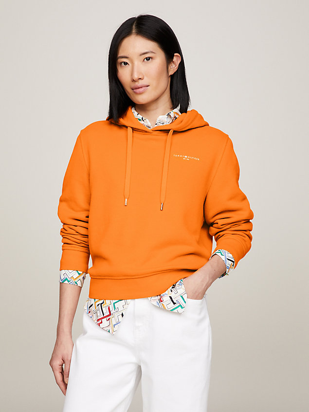 orange 1985 collection signature logo hoody for women tommy hilfiger