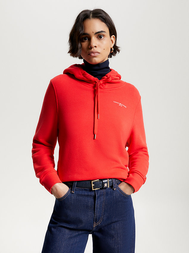orange 1985 collection signature logo hoody for women tommy hilfiger