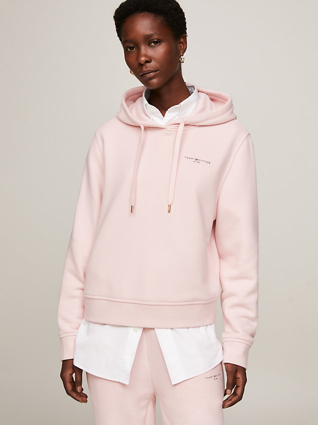 pink 1985 collection signature logo hoody for women tommy hilfiger