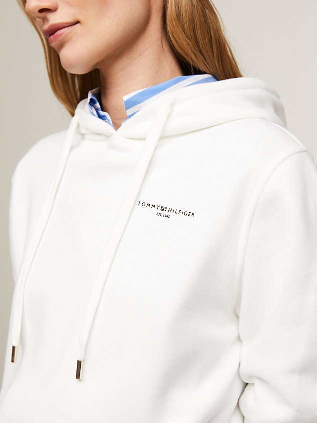 white 1985 collection signature logo hoody for women tommy hilfiger