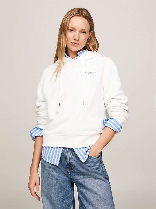 white 1985 collection hoodie mit logo für damen - tommy hilfiger