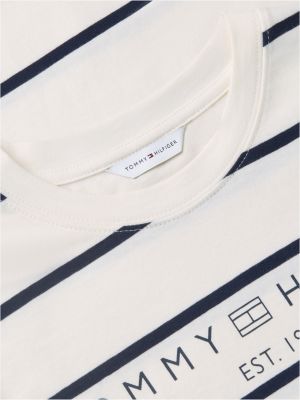 wit jersey t-shirt met ronde hals en logo voor dames - tommy hilfiger