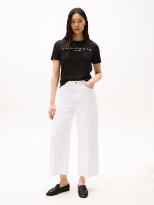 black logo crew neck t-shirt for women tommy hilfiger