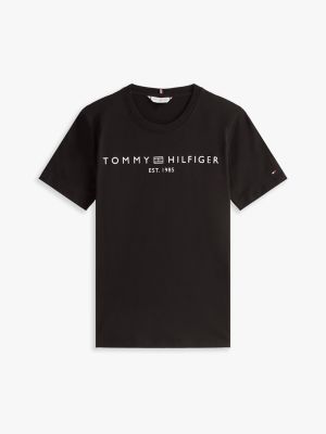 t-shirt con logo nero da donne tommy hilfiger