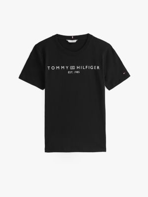 schwarz jersey-t-shirt mit logo für damen - tommy hilfiger