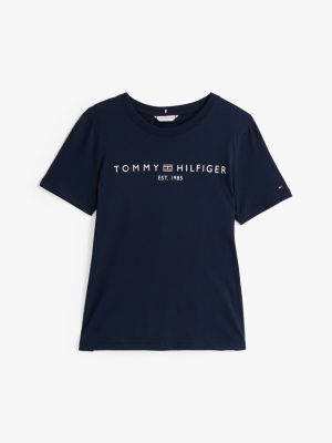 blue logo crew neck t-shirt for women tommy hilfiger