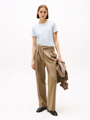 t-shirt à col ras-du-cou et logo bleu pour femmes tommy hilfiger