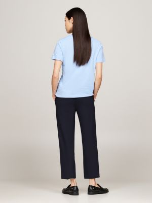 blue logo crew neck t-shirt for women tommy hilfiger