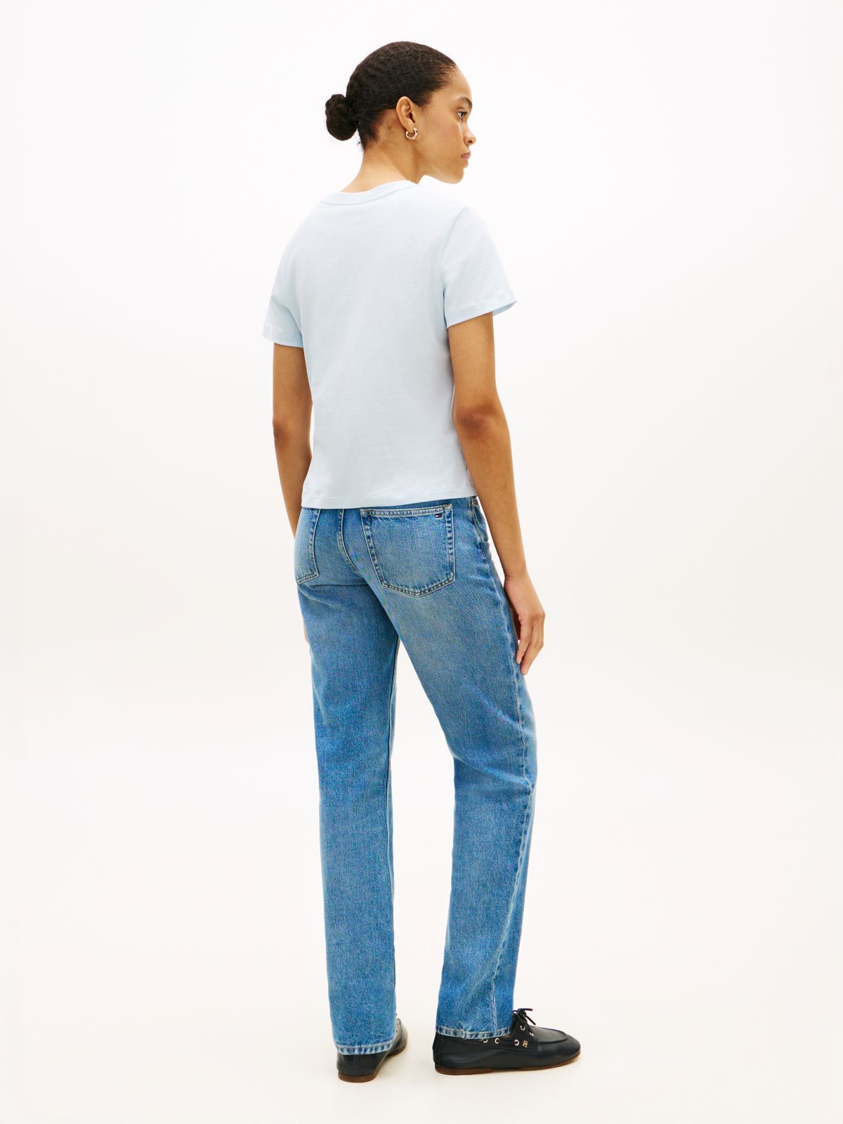 Logo Boxy Jersey Crew Neck T-Shirt — Blue