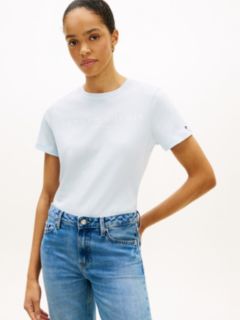 Logo Boxy Jersey Crew Neck T-Shirt — Blue 1